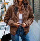 Corduroy Puffer Jacket in Brown