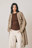 Soft Knit Drape Collar Cardigan in Mocha Brown