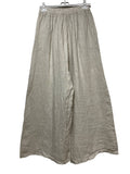 100% Linen Wide Leg Palazzo Pants in Beige