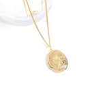 Stainless Steel Necklace with 18K Gold PVD Coated Textured Oval Locket