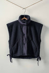Quilted Collar Boxy Sherpa Vest in Black