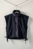 Quilted Collar Boxy Sherpa Vest in Black