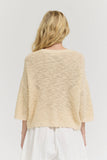 100% Cotton Textured Knit Tee in Cream