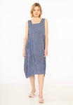 100% Linen Striped Dress in Beige