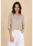Linen Cotton Blend Top in Mustard