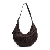 Crescent Hobo Bag with Woven Texture in Chocolate