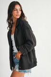 Oversized Raw Edge Knit Jacket in Black