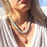 Stone Candy Beaded Necklace in Lime