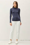 Mock Neck Knit Long Sleeve in Eclipse