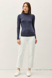 Mock Neck Knit Long Sleeve in Choco