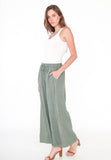 100% Linen Wide Leg Palazzo Pants in Beige