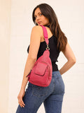 Sling Bag with Flapover Pocket in Dark Ruby