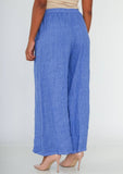 100% Linen Wide Leg Palazzo Pants in White