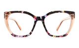 Oversized Two-Toned Cat-Eye Reading Glasses in Blue Multicolor & Champagne