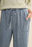 Tencel Cropped Washed Denim Pants