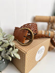 Half Moon Brass Buckle Leather Belt