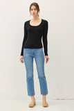 Basic Scoop Neck Long Sleeve Top in Black