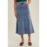 Flare Denim Midi Skirt