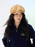 100% Cotton Newsboy Cap in Beige
