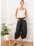 100% Linen Barrel Pants in Beige