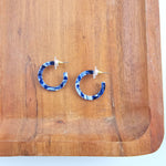 Cam Mini Hoop Earrings in Ocean Wave Blue