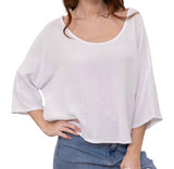 Linen Cotton Blend Top in Turquoise