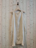 100% Linen Dress with Fringe Bottom in Blue