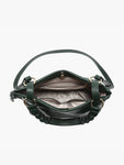 Paneled Hobo Bag with Twisted Handle & Long Strap in Mulberry