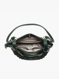 Paneled Hobo Bag with Twisted Handle & Long Strap in Mulberry