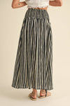 S4018   SMOCKING WAIST WITH FAKE BUTTON FRONT PRINT SKIRT: LEMON GRASS / S