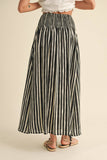 S4018   SMOCKING WAIST WITH FAKE BUTTON FRONT PRINT SKIRT: LEMON GRASS / S