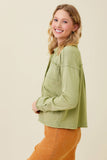 Washed French Terry Jacket in Green Tea