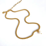 18K Gold Plated Single Pearl Necklace