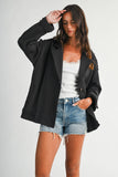 Oversized Raw Edge Knit Jacket in Black