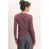 Crew Neck Long Sleeve Top in Black