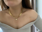 18K Gold Plated Over Stainless Steel Sunburst Sunrise Necklace