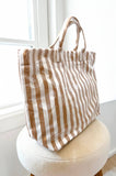 Tan & Beige Striped Tote Bag