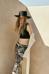 Floral Print Mesh Fitted Maxi Skirt