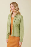 Washed French Terry Jacket in Green Tea
