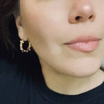 18K Gold Plated Over Stainless Steel Hoop Earrings with Pearls