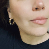 18K Gold Plated Over Stainless Steel Hoop Earrings with Pearls