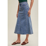 Flare Denim Midi Skirt