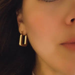 18K Gold Plated Rectangular Dangle Earrings