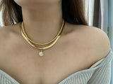 18K Gold Plated Over Stainless Steel Sunburst Sunrise Necklace