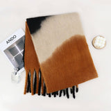 Gradient Tassel Scarf in Brown, Cream, and Black