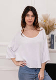 Linen Cotton Blend Top in Mustard