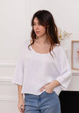 Linen Cotton Blend Top in Mustard