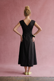 Ruched Waist Midi Dress in Black