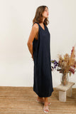 100% Linen Dress in Black