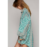 Oversized long sleeve paisely print button down shirts